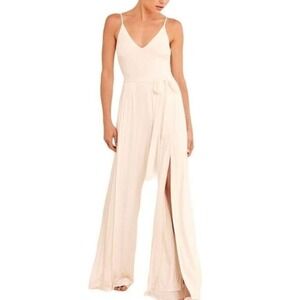 Just Breathe White Sleeveless‎ Slit-Leg Jumpsuit | Lulus | Large | NWOT #0131